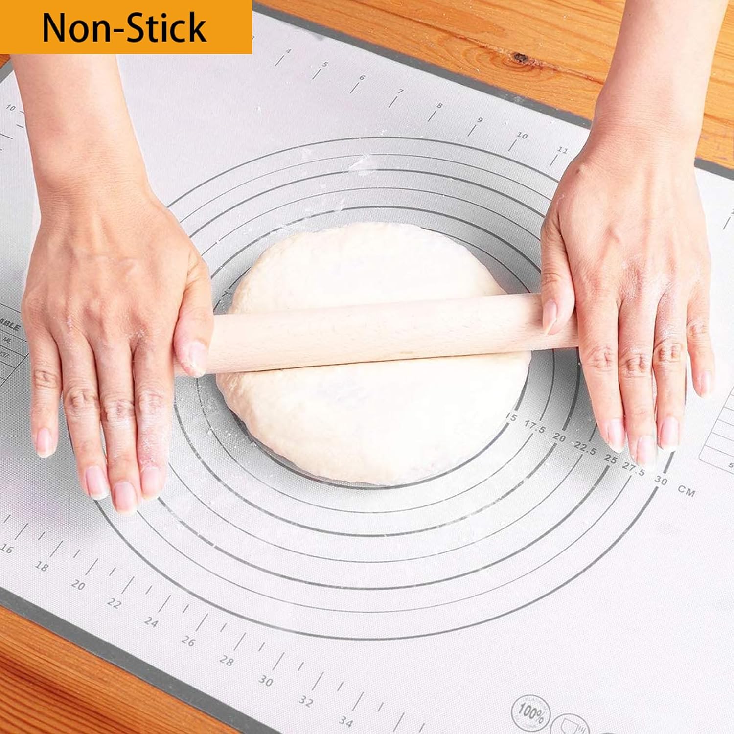 Silicone Pastry Mat Extra Thick Non Stick Baking Mat, Fondant Mat,Counter Mat,Dough Rolling Mat, Oven Liner, Pie Crust Mat
