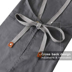 Mignongirl Crossback Apron with Pockets x2,Split Apron with Adjustable Straps,M-XXL