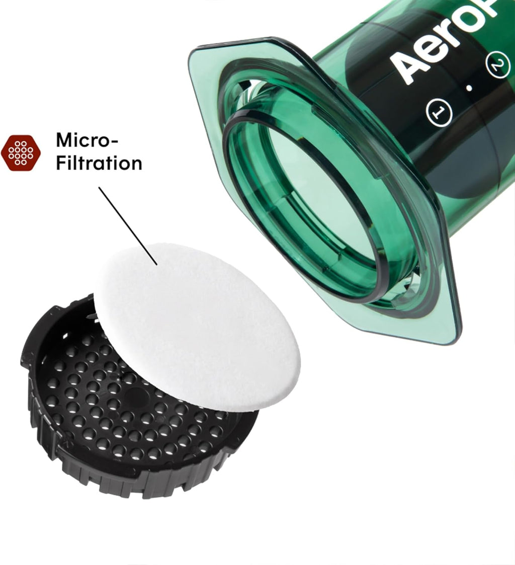 AeroPress Clear Green Coffee Press – 3 In 1 Brew Method Combines French Press, Espresso-style, Full Bodied Coffee Without Grit or Bitterness, Small Portable Coffee Maker for Camping & Travel, Green