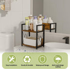 Aduanbang Coffee Bar Accessories Organizer, 2 Tier Wooden Kitchen Counter Shelf, Coffee Organizer Station for Countertop, Condiment Rack for Mugs, Cups, Cream, Syrup