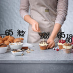 Gyufise 24Pcs Vintage 1960 Cupcake Toppers Glitter Cheers to 65 Fabulous Sixty Five Cupcake Picks 65th Birthday Wedding Anniversary Party Cake Decorations Supplies Black