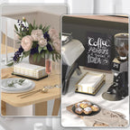 Wican Guest Towel Holder Tray for Bathroom, Oak and Iron Napkins Holder for Powder Room Dinning Table Wooden Basket for Disposable Paper Hand Towels Gold and Black