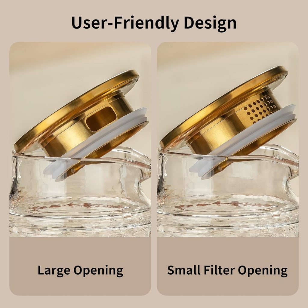 Glass Pitcher with Lid, 2 PACK 68 oz/2 Liter Vintage Water Pitcher, Clear Borosilicate Glass Water Carafe for Cold Brew, Coffee, Lemonade, Iced Sun Tea,Beverage, Milk, Heat Resistant