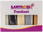 Dekozauber24 Fondant icing multipack, 5 colors, 3.5oz (100g) rolled fondant per color, for cakes, cupcakes and figurines in white, black, cream, silver and golden caramel (Basics)