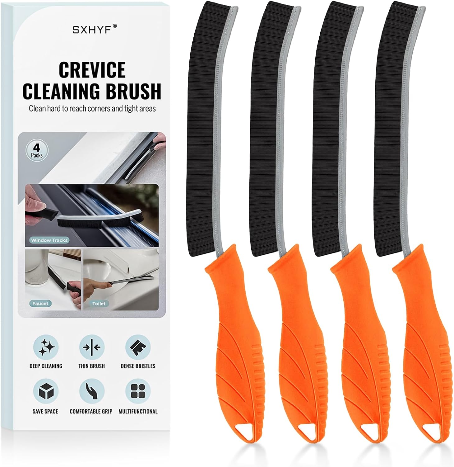 SXhyf Crevice Cleaning Brush - Grout Scrub Brush, House Cleaning Supplies, Gap Cleaning Tools, Home Essentials, Gifts for Women Men, Hard Bristle Crevice Cleaner Brush for Household Use, Bathroom