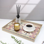 Spsyrine Serving Tray with Handles, Plastic Decorative Tray for Coffee Table, Living Room, Home Decor, 3040N