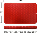 Silicone Dish Drying Mat for Multiple Usage,Easy clean,Eco-friendly,Heat-resistant Silicone Mat for Kitchen Counter or Sink,Refrigerator or Drawer Liner Red 3XL 28 inches x 18 inches