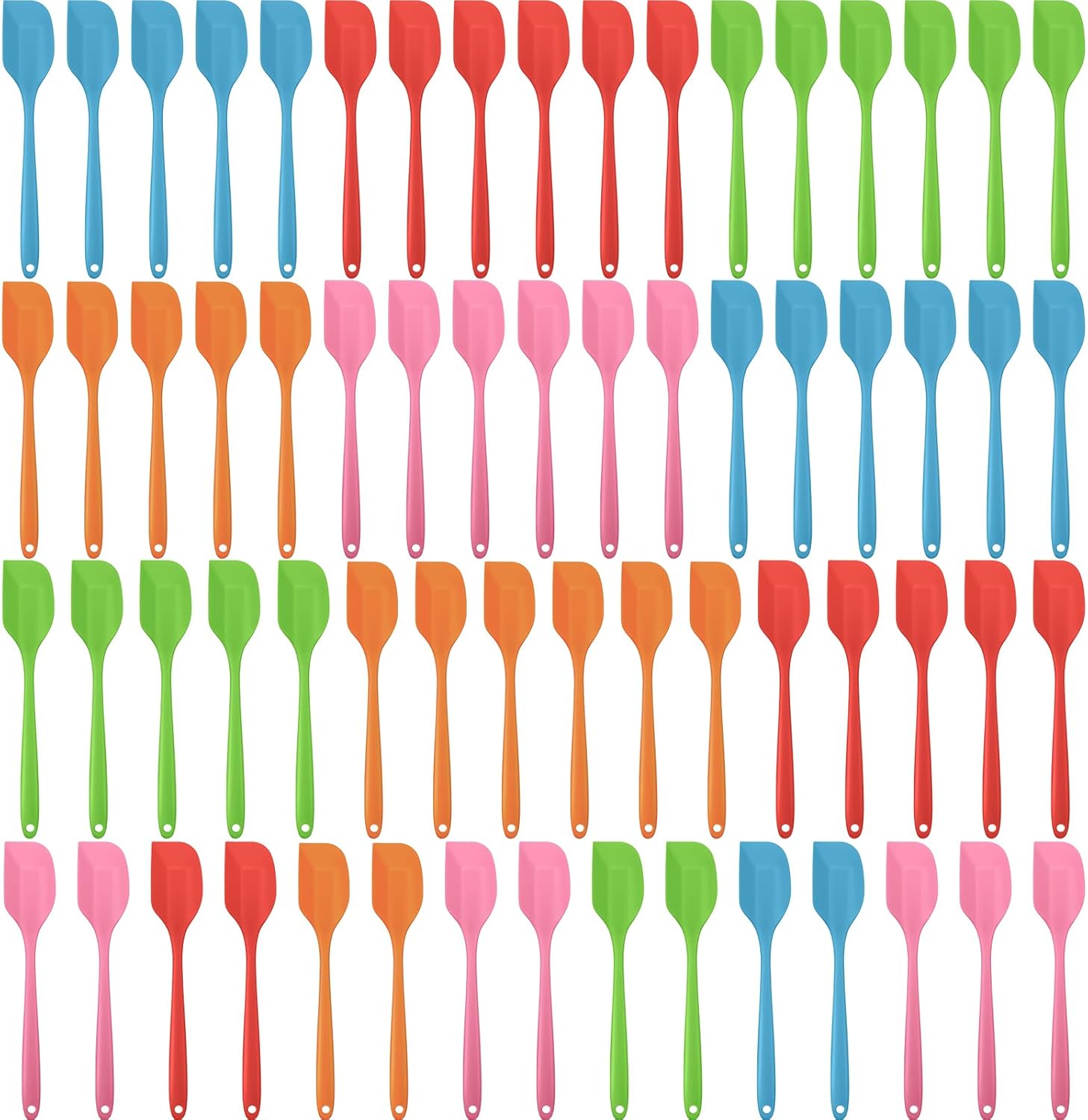 Irenare 65 Pcs Mini Silicone Spatulas Bulk 8.3 Inch Heat Resistant Scrapers Rubber Spatulas Seamless Design Non Stick Flexible for Kitchen Use Cooking Baking Mixing