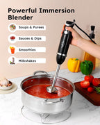 Sangcon Immersion Blender Handheld, 3-in-1 Hand Blender Electric, 400W Handheld Blender, Stainless Steel Blade Stick Mixer with Whisk, Milk Frother Attachments - Black