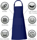 RAJRANG 100% Cotton Cooking Apron with 3 Pockets Kitchen Chef BBQ Adjustable Bib Aprons for Women Men