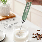 Milk Frother Rechargeable Handheld-Electric Whisk 3 Speed Adjustable, Coffee Frother Wand with 3 Stainless Whisks, Electric Foam Maker, Drink Mixer Blender for Latte Cappuccino Matcha Egg