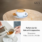 KIVY Cappuccino cups set [4x 8oz] - Thick-walled stoneware cappuccino cup set for latte art - Cappuccino coffee cups - Tazas de cafe - Latte cups - Ceramic latte art cup and saucer set of 4 - Grey