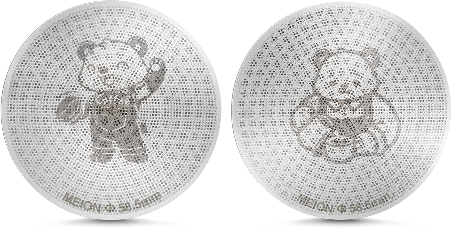 MEION 58.5mm Espresso Puck Screen-2 Pack 0.8mm Thickness Espresso Filter Screen, Reusable Metal Coffee Filter for Bottomless Portafilter Basket 58mm, Stainless Steel Coffee Puck Screen