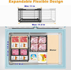 NADAMOO Freezer Organizer Bins, 3 Packs Large Expandable Stackable Chest Freezer Containers with Handle, Metal Adjustable Storage Baskets for Fridge, Deep Freezer, Cabinet, Kitchen, Pantry - Black