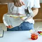 Glass Pitcher with Lid,1 Gallon Glass Water Pitcher Hot/Cold Water Jug, Juice and Iced Tea Beverage Carafe with Lid (Extra-Wide Mouth)