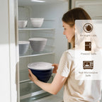 TP Mixing Bowls with Lids, 10-Piece Nesting Melamine Bowls Set for Prepping Serving Baking Cooking, Non Slip Bottom, Set of 5, Blue and White