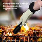 GEEKHOM BBQ Gloves Heat Resistant Oven Mitts - Silicone Grilling Gloves with 14" Long Arm Protection - Waterproof Pot Holder Non-Slip for Men & Women, Kitchen Cooking, Baking, Camping, Beige