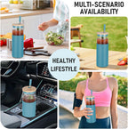 1Pack Glass Tumbler w/Lid & Straw - 24oz Reusable Glass Mug/Bamboo Lid & Stainless Steel Straw-BPA-Free, Leak-Proof, Dishwash Safe for Coffee, Smoothies, Hot Beverages, Travel, Office, Home Use