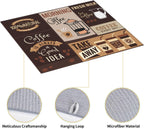 Retro Coffee Pattern Dish Drying Mat, Highly Absorbent Microfiber Kitchen Counter Pad Reusable Washable, 16*18"