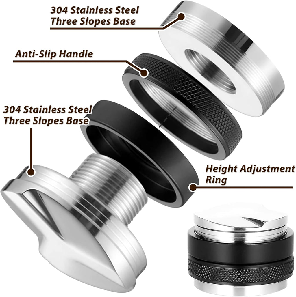 Premium Barista Espresso Tamper Set 53mm Aluminum and Stainless Steel (53mm, Aluminum Handle)