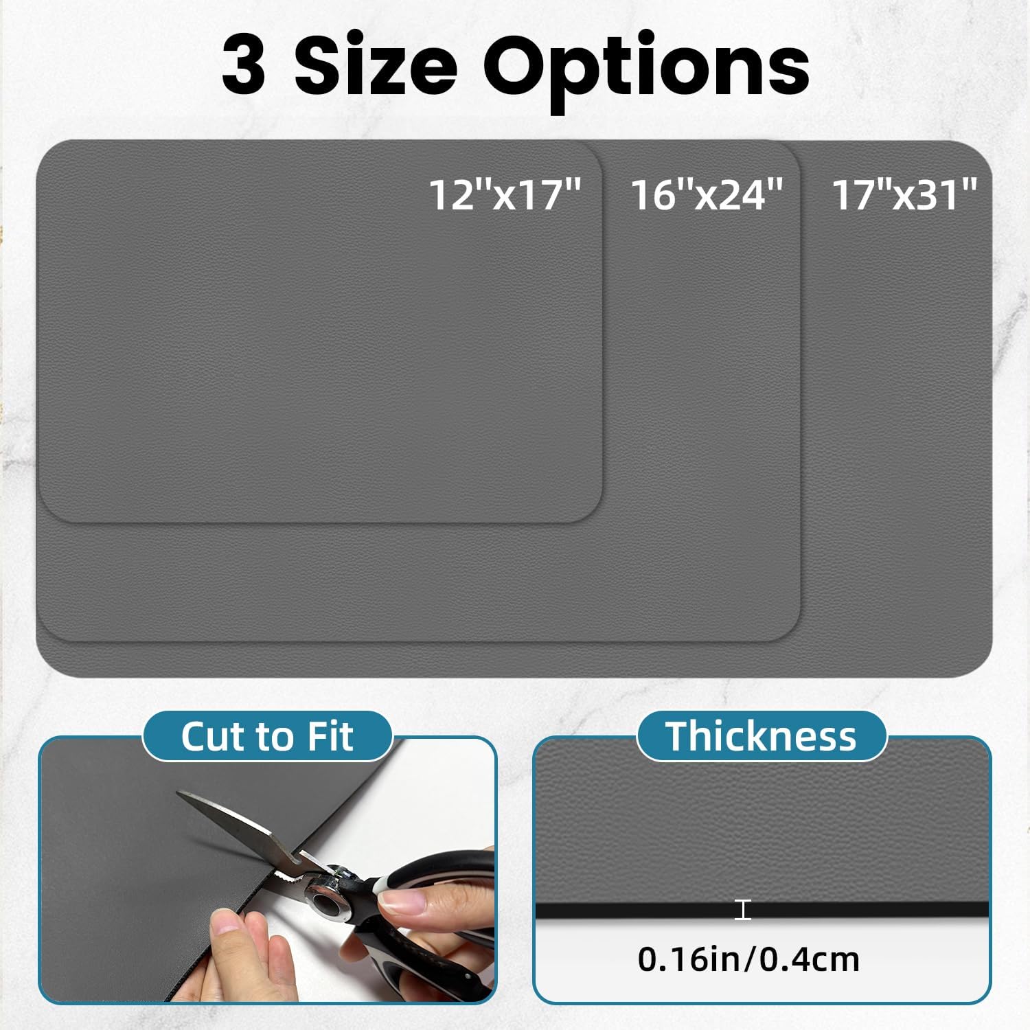 PoYang 24"x16" Coffee Mat Large, Coffee Bar Accessories for Countertop, Absorbent Dish Drying Mat, Anti-Slip and Hide Stain Pad for Espresso Machine, Espresso Maker and Kitchen Counter, Gray