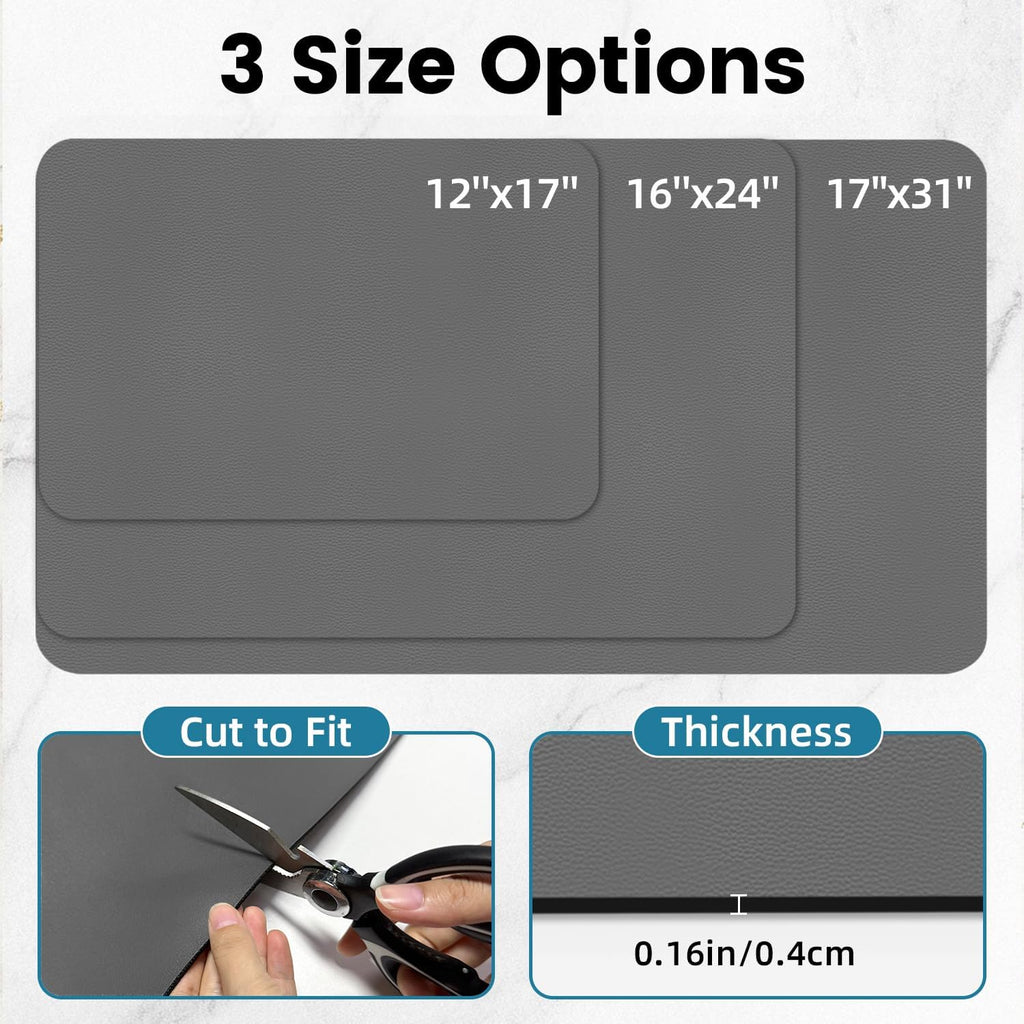 PoYang 31"x17" Coffee Mat X-Large, Coffee Bar Accessories for Countertop, Absorbent Dish Drying Mat, Anti-Slip and Hide Stain Pad for Espresso Machine, Espresso Maker and Kitchen Counter, Gray