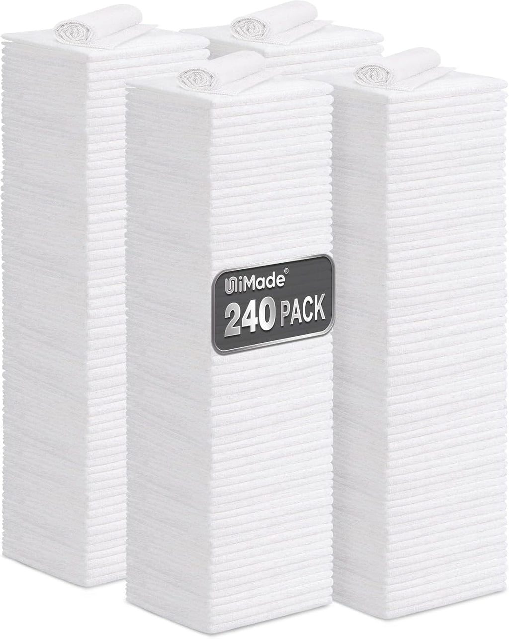 Shop Towels, 240 Pack Commercial Grade Work Rags Microfiber Towel for Cars Cleaning Rags Bulk Detailing Cloth for Automotive Bar Mechanic Restaurant Garage Housekeeping, 11.5"x 11.5", White