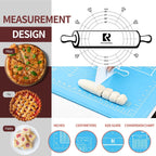 Silicone Baking Mat 20"L x 28"W, Extra Thick Dough Rolling Pad with Measurements and Edge Heightening, Non-stick Food Grade Silicone Pastry Mat for Pastry, Bread, Cookies
