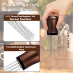 WDT tool, Espresso Distribution tools, 10 x 0.35mm 304 Stainless Steel Needles Installed with 10 Extra needles for Espresso Stirrer Replacement, Aluminum Alloy Handle with Stand (Matte Brown)