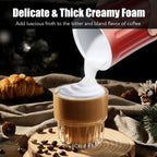 Milk Frother, Upgraded 4-in-1 Milk Frother and Steamer, Hot and Cold Foam Maker and Milk Warmer with Temperature Control & Auto Shut-Off, Frother for Coffee, Latte, Cappuccino, Matcha(Red)