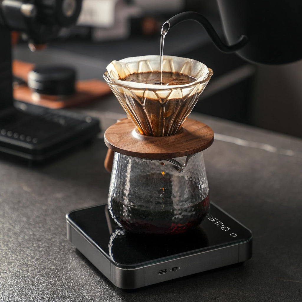 Portable Coffee Scale,Digital Touch Espresso Scale with with Timer,2kg/0.1g High Precision,Rechargeable 1800mAh Battery Tempered Glass Mirror