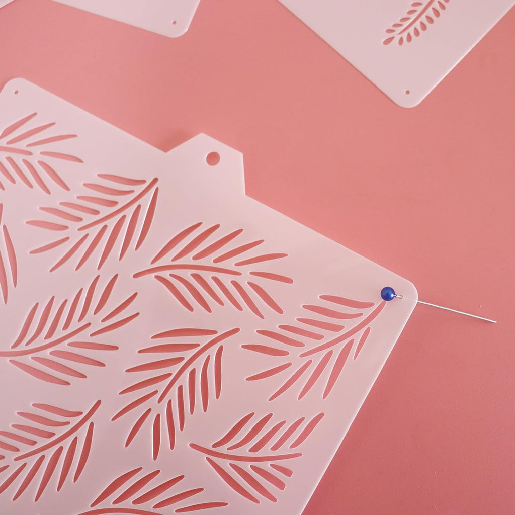 16 Pcs 5.5x5.5in Cookie Stencil Baking Stencils for Royal Icing Cookies, Airbrush Cookies; Sugar Cookie Stencils,Craft Painting Stencil, Stencil Genie Stencils (Leaves)