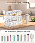 Larger Water Bottle Holder for Stanley Quencher H2.0 Tumbler with Handle, Cabinet Organizer for Stanley Cup Accessories, Kitchen Organizers and Storage for Tumbler Mug Cup Gifts (Larger-12-bottle)