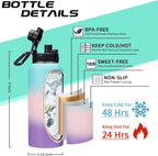 Insulated Stainless Steel Water Bottle - 32/40/64/128 oz Water Bottles with Straw & Spout Lids, Paracord Handle and Carrier Pouch, Workout Water Flask Bottle for Women Men Sport Activities