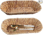Set of 2 Small Wicker Baskets for Flatware Organizer, Silverware Caddy Utensil Caddy Basket, Bread Baskets Cutlery Holder for Party