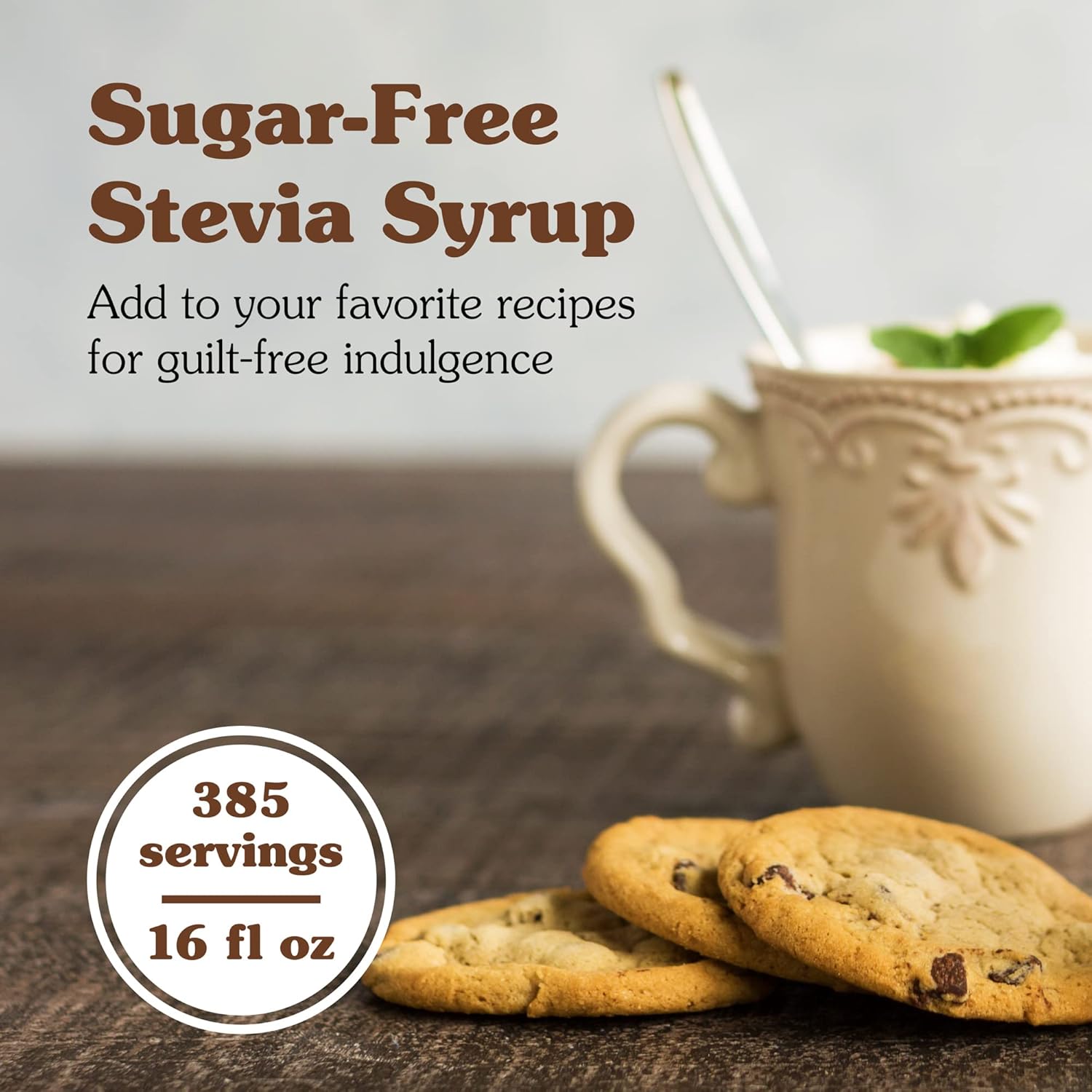 NuNaturals Stevia Syrup, Sugar-Free Sweetener, Plant-Based Sugar Substitute, Zero Calorie, Cocoa Mint Syrup, 16 oz