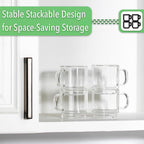 BTaT- Stackable Double Wall Glass Cups, Set of 4 (8 oz, 240 ml), Tea and Coffee Mugs, Cappuccino, Latte Cups, Clear