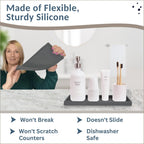 Countertop and Vanity Tray - 11.7" Silicone Bathroom Tray Countertop, Dish Soap Trays for Kitchen Counter, Sink Organizer Caddy Accessories, Toilet Plant Shower Makeup Mat Oil Holder