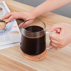 Aquach 20 Oz Glass Coffee Tea Cups, Clear Mugs with Handle, Microwave and Dishwasher safe Home Office Mug Perfect for Americano Latte Hot Beverages, 2-Pack