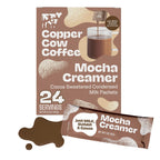 Copper Cow Coffee Sweetened Mocha Milk Creamer Singles (24 pack) | Vietnamese Inspired Coffee Creamer, All Natural Creamer Packets for Pour Overs & Lattes | No Refrigeration Needed