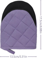 1 Pair Short Oven Mitts, Heat Resistant Silicone Kitchen Mini Oven Mitts for 500 Degrees, Non-Slip Grip Surfaces and Hanging Loop Gloves, Baking Grilling Barbecue Microwave Machine Washable