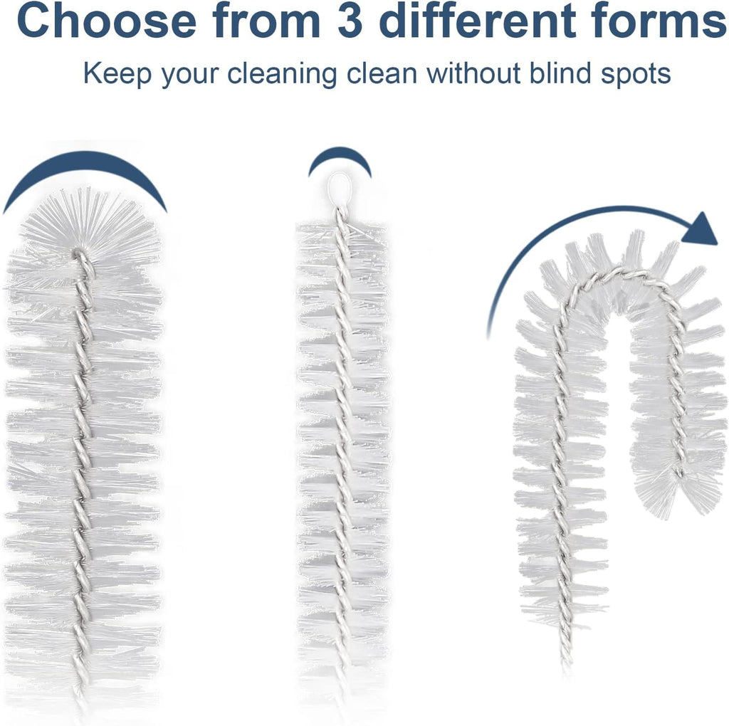 Straw Cleaner Brushes Sets, 12 Pieces 8.2 Inch Botthle Cleaning Brush and Nylon Tube Brush Brush Kit for Sippy Cup, Tumbler, Water Bottle, Drinking Straw (White)