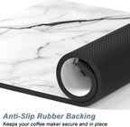 Rnivvi Coffee Mat, 12" x 19" Cute Marble Style Coffee Bar Mats for Espresso Machine Station Accessories and Organizer, Hide Stain Rubber Backed Absorbent Dish Drying Pad for Kitchen Counter, White