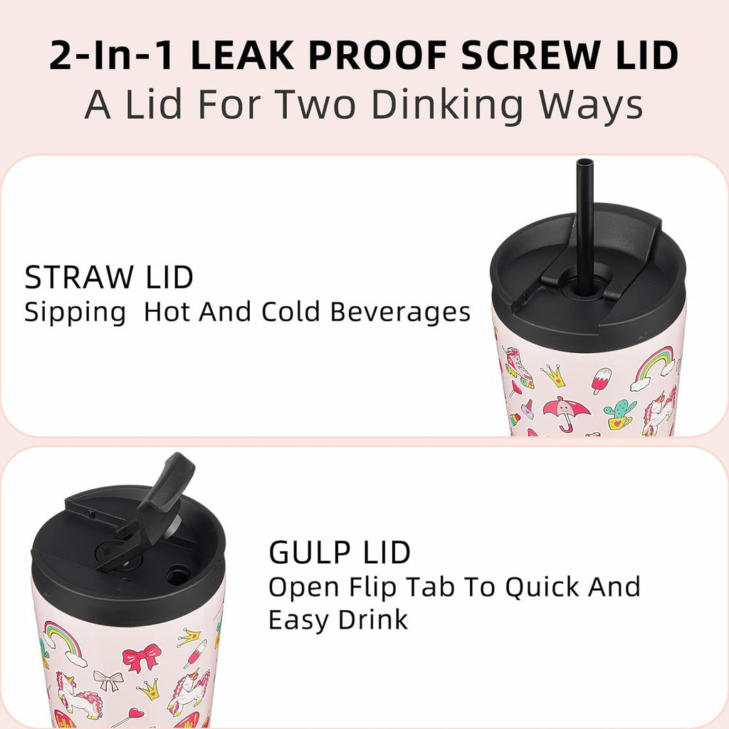 BJPKPK 26oz Insulated Tumbler With lid And Straw Stainless Steel Tumblers Travel Coffee Mug Reusable Thermal Cup,Unicorns