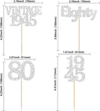 Gyufise 24Pcs 80th Birthday Cupcake Toppers Glitter Cheers to 80 Fabulous Eighty Vintage 1945 Cupcake Picks 80th Birthday Wedding Anniversary Party Cake Decorations Supplies Silver