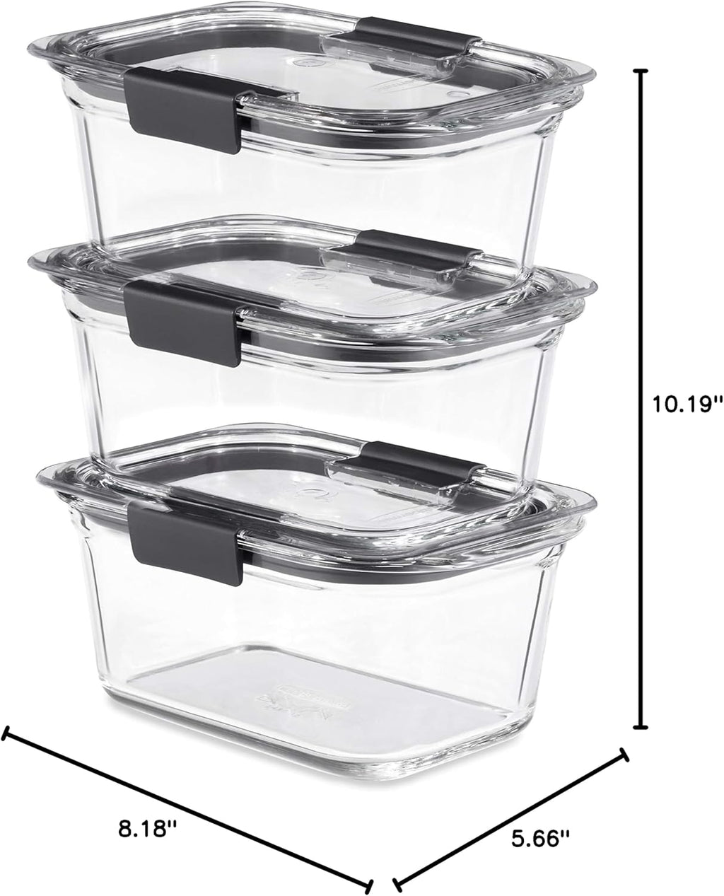 Rubbermaid Brilliance Glass Storage 4.7-Cup Food Containers with Lids Set of 3 Clear