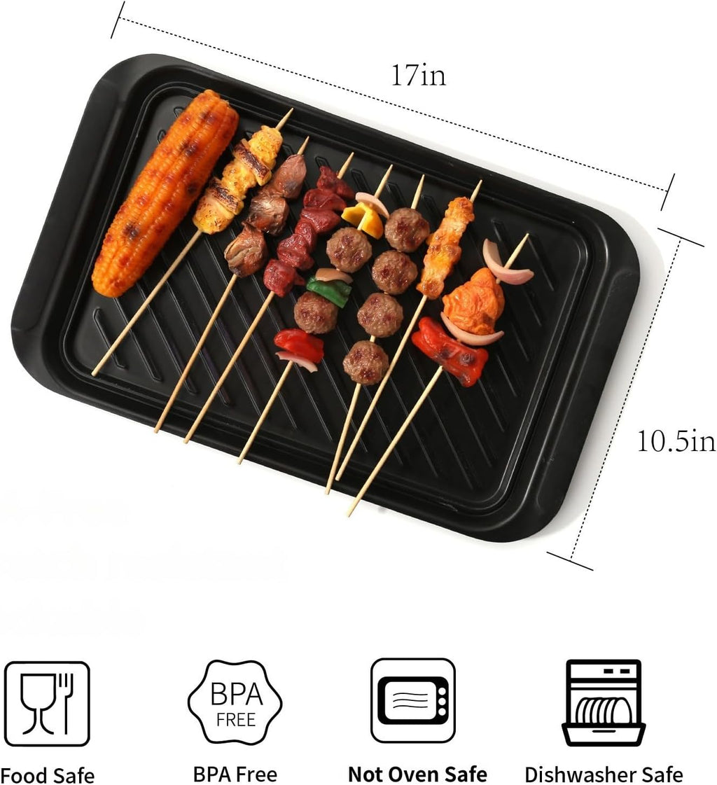 TP Grilling Prep and Serve Trays, 17" BBQ Tray for Meat Marinating and Food Plating, Melamine Serving Platters Set of 2 Grilling Accessories, Black and White