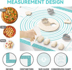 Silicone Pastry Mat for Dough Rolling, Silicone Baking Mat with Measurement, Nonslip Fondant/Pie Crust Mat for Making Cookies Macarons Baking Tools 32 x 24 Inch