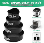 Springform Cake Pan Set,Non-Stick Springform Pans Set of 4 (4, 7, 9,10inches),Leak-Proof Round Cake Pans with Removable Bottom for Baking Cake Pie Pizza and Quiches (BlackX4)