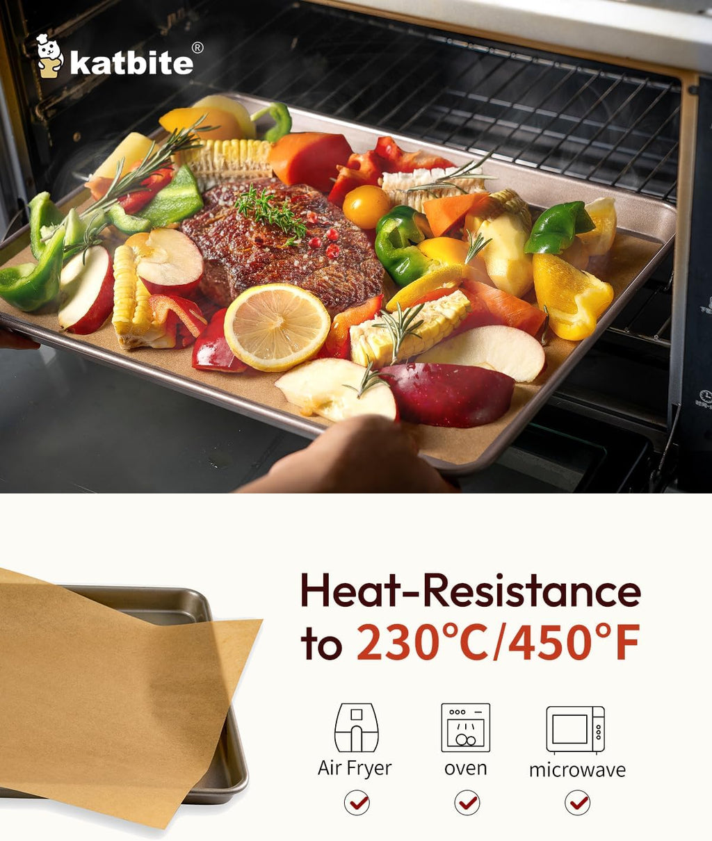 Katbite Unbleached Parchment Paper Baking Sheets, 120Pcs 12x16 Inch Precut Parchment Paper for Baking, Heavy Duty & Non-stick, Half Sheet Paper for Baking, Cooking, Steaming, Oven Paper